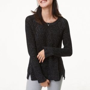 LOFT Sparkle Black Cable Knit Sweater Sz L